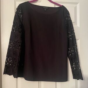 Banana Republic Black Crochet Sleeve Blouse